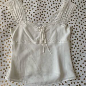 Reformation Off White Lace Tank Top